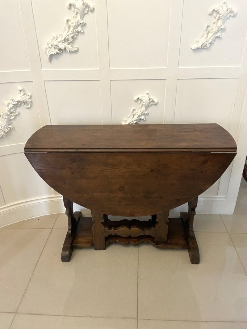 Unusual Antique George III Pine Drop Leaf Table